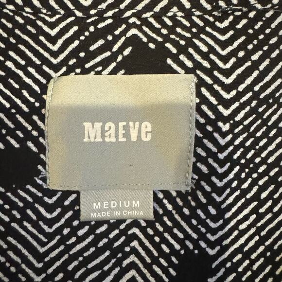 Maeve by Anthropologie Galen Dress Chevron Polka Dot Print Black Size Medium - Picture 5 of 7